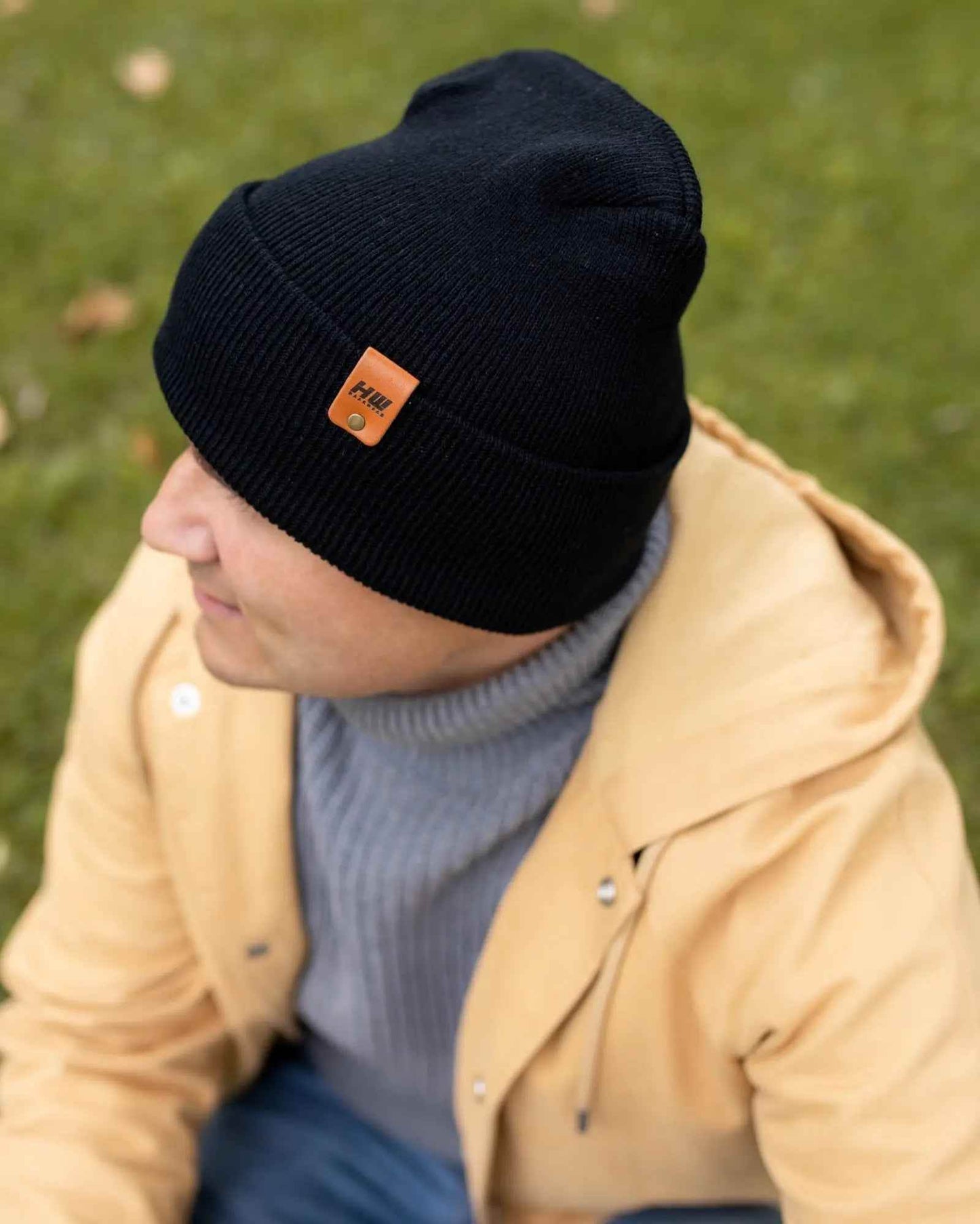 HAAKWEAR H-Stitch Cuffed Beanie - NEW Designed and Made in USA (Patented Design) - Midnight Black