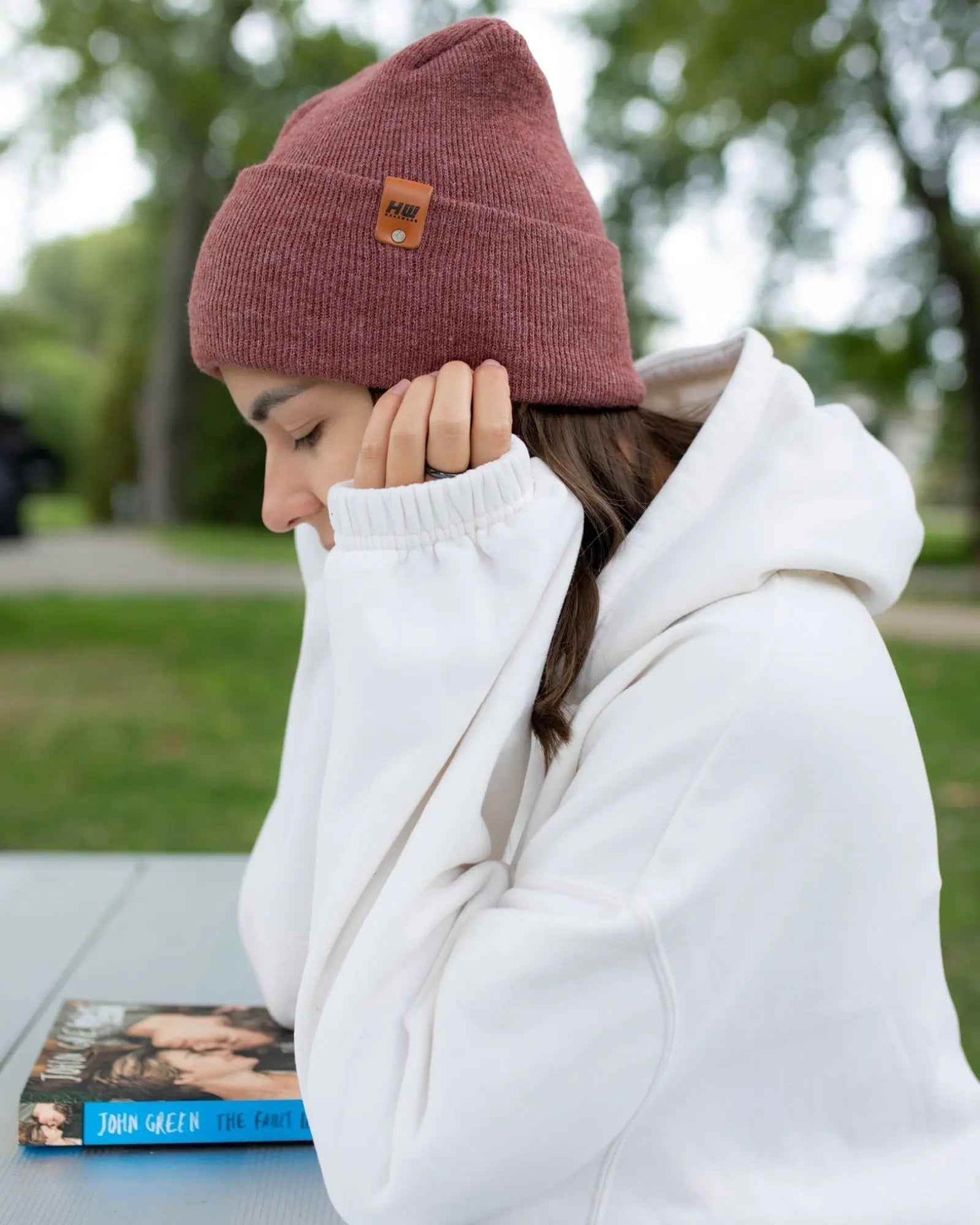 HAAKWEAR H-Stitch Cuffed Beanie - NEW Designed and Made in USA (Patented Design) - Rusty Burgundy