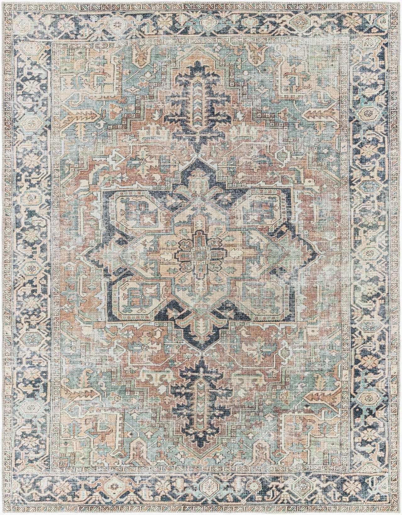 Green Nisa Tumble Dry Washable Rug