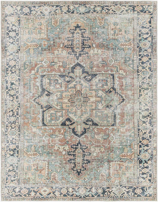 Green Nisa Tumble Dry Washable Rug