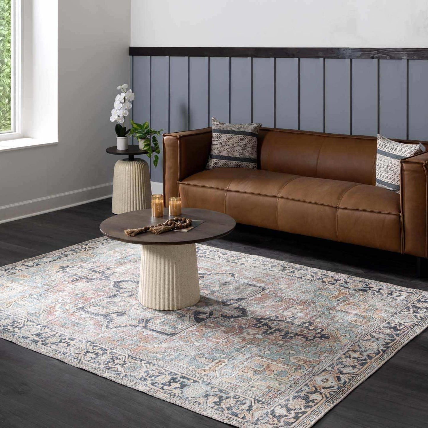 Green Nisa Tumble Dry Washable Rug