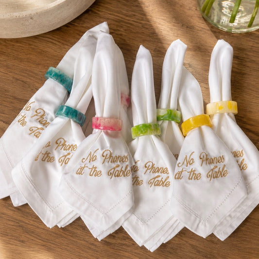 "NO PHONES AT THE TABLE" LINEN DINNER NAPKINS