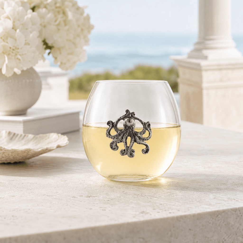 Octopus Stemless Wine Glass
