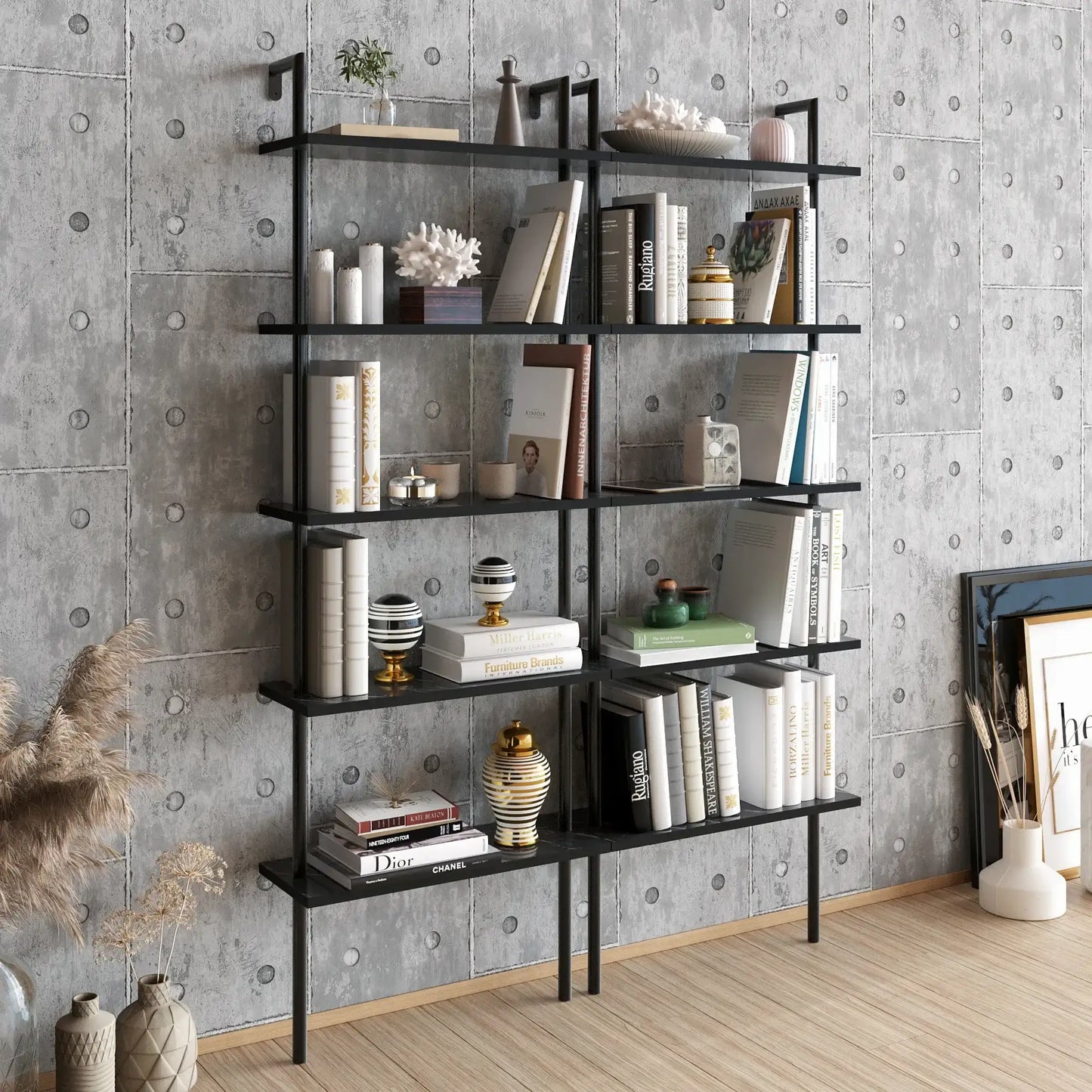 Paula 68 inches Tall Metal Manufactured Wood Accent Ladder Bookcase