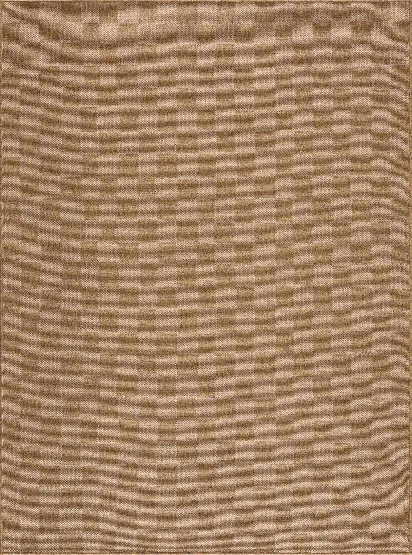 Kuval Checkered Brown Outdoor Rug