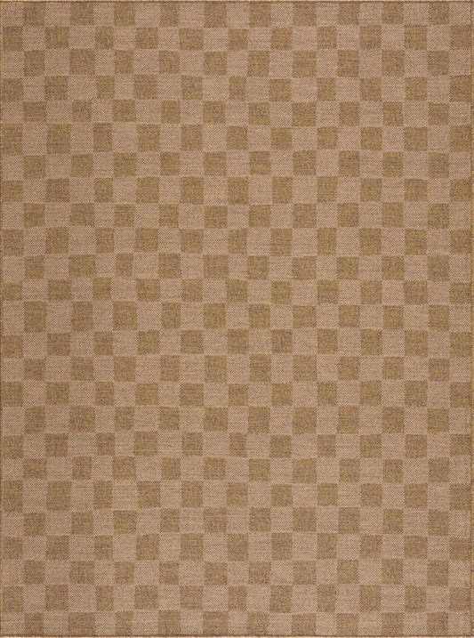 Kuval Checkered Brown Outdoor Rug