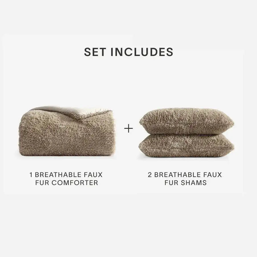 Breathable Faux Fur Comforter Bundle
