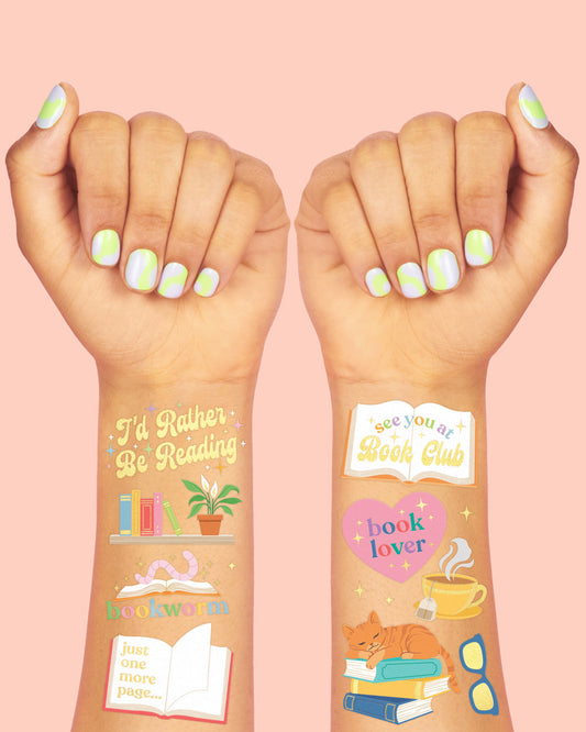 Book Lover Tats - 48 foil temporary tattoos