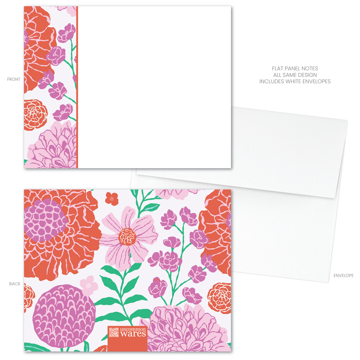 February Blooms Panel Note Cards A2