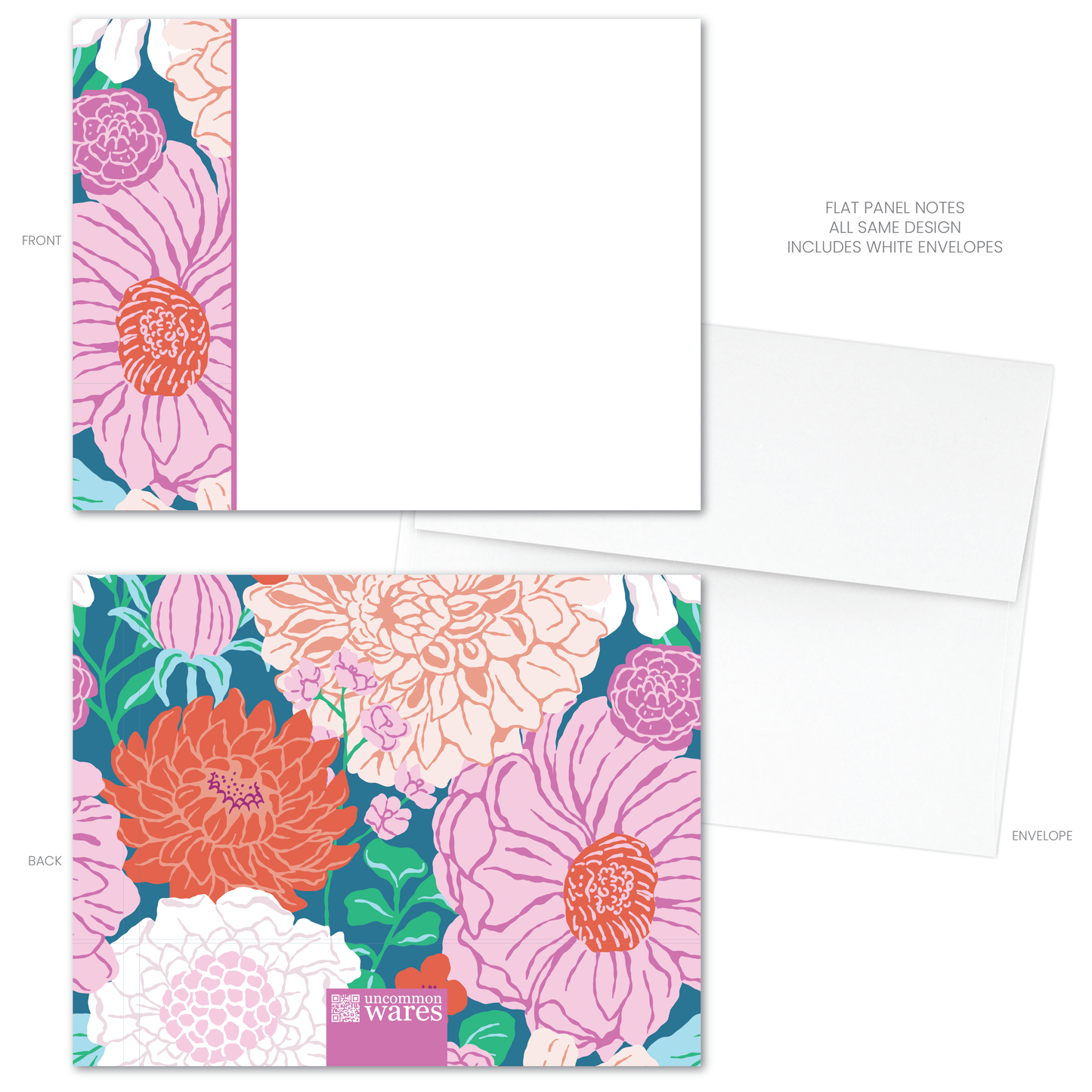 March Blooms Panel Note Cards A2