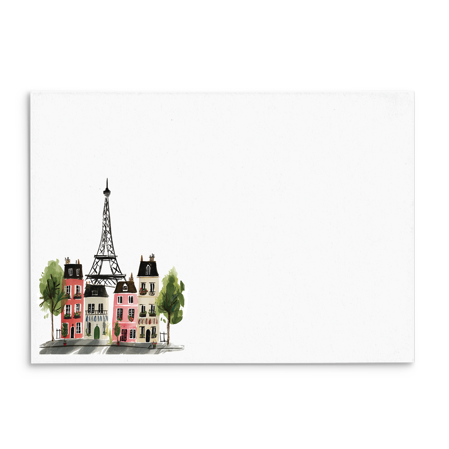 Paris Brownstones Eiffel Panel Note Cards A2