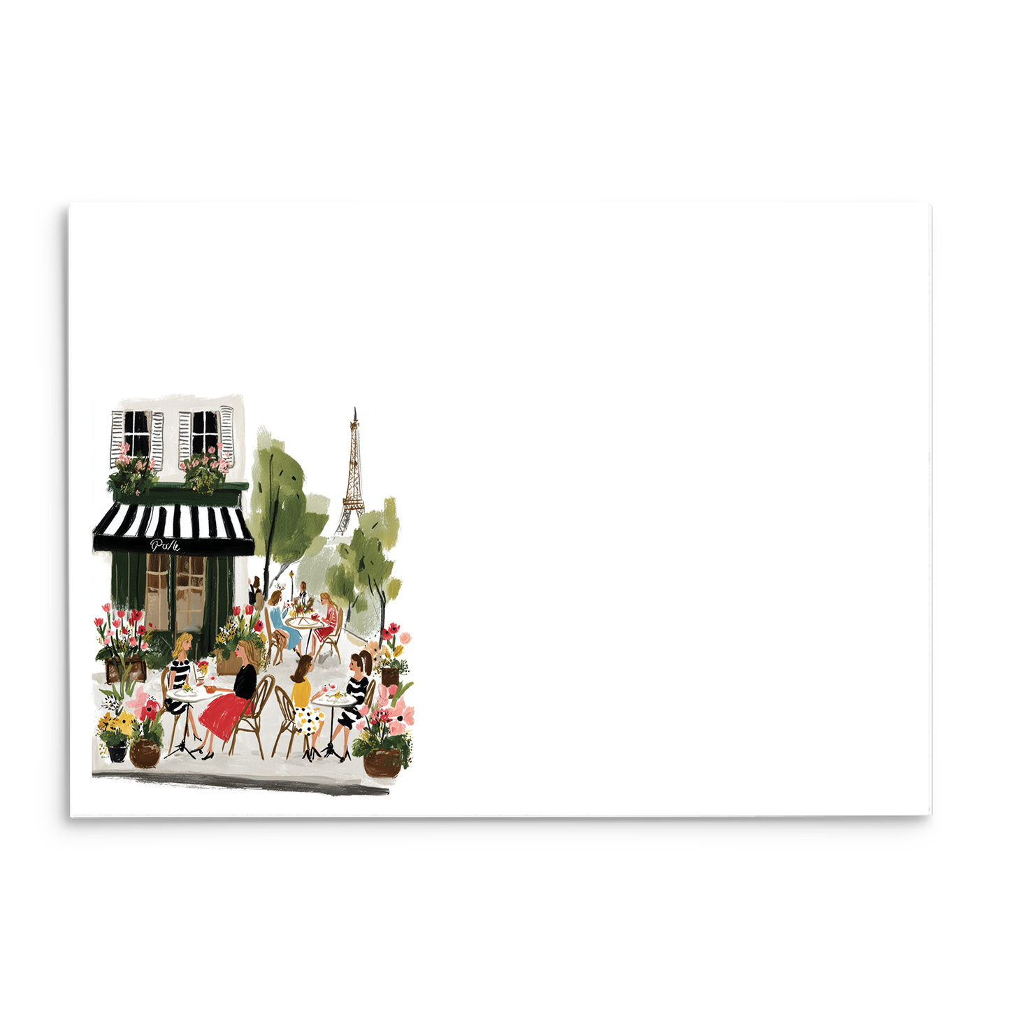 Paris Eiffel Cafe Lunch Panel Note Cards A2