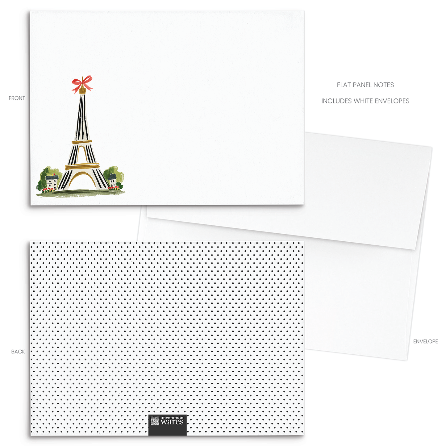 Paris Bow Eiffel Panel Note Cards A2