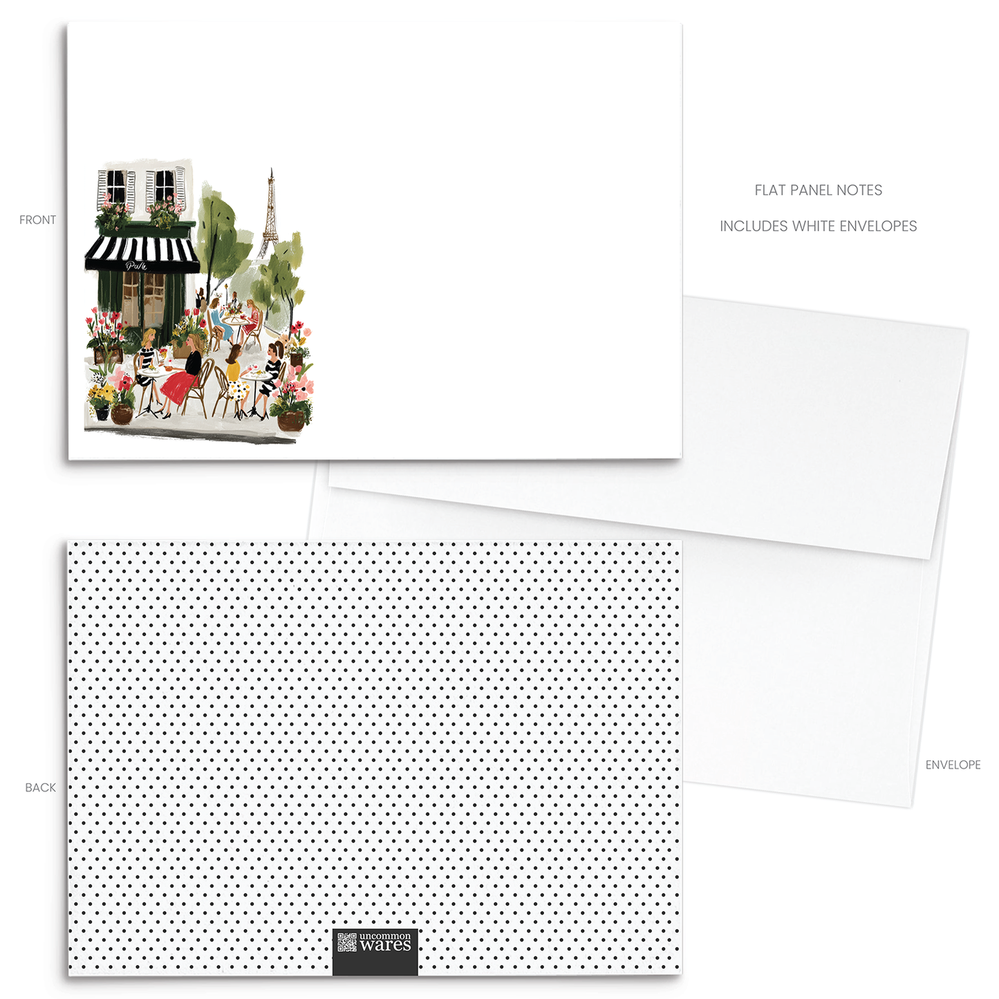 Paris Eiffel Cafe Lunch Panel Note Cards A2