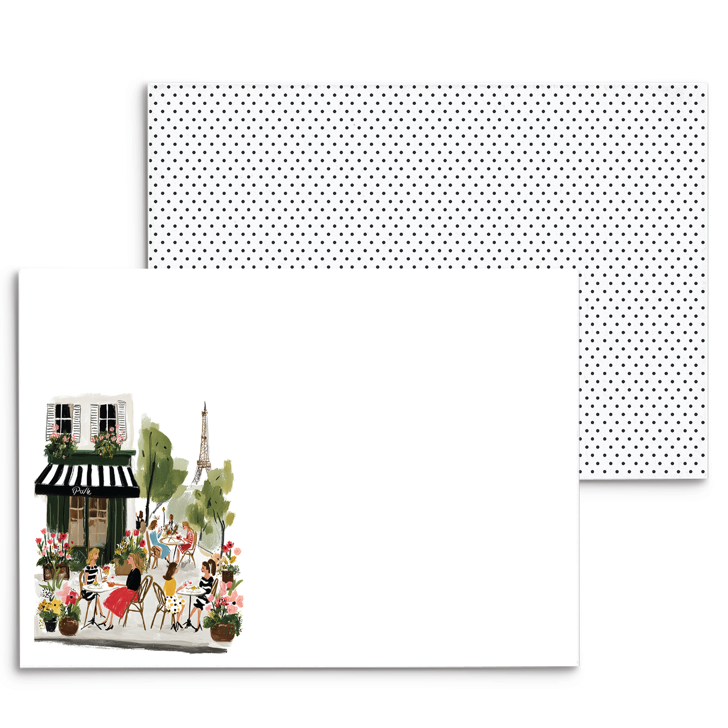 Paris Eiffel Cafe Lunch Panel Note Cards A2