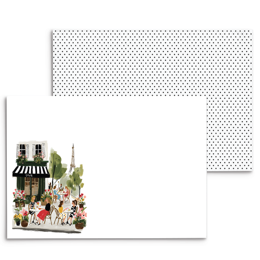 Paris Eiffel Cafe Lunch Panel Note Cards A2