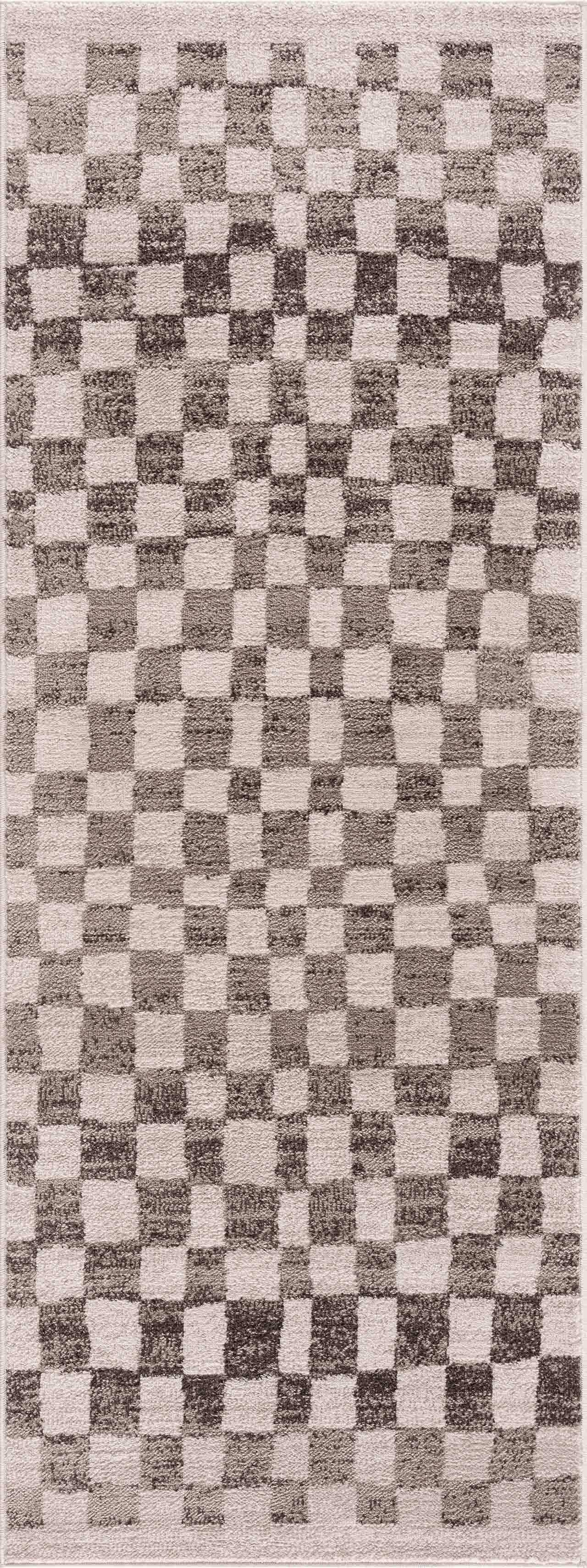 Benjy Beige Checkered Area Rug