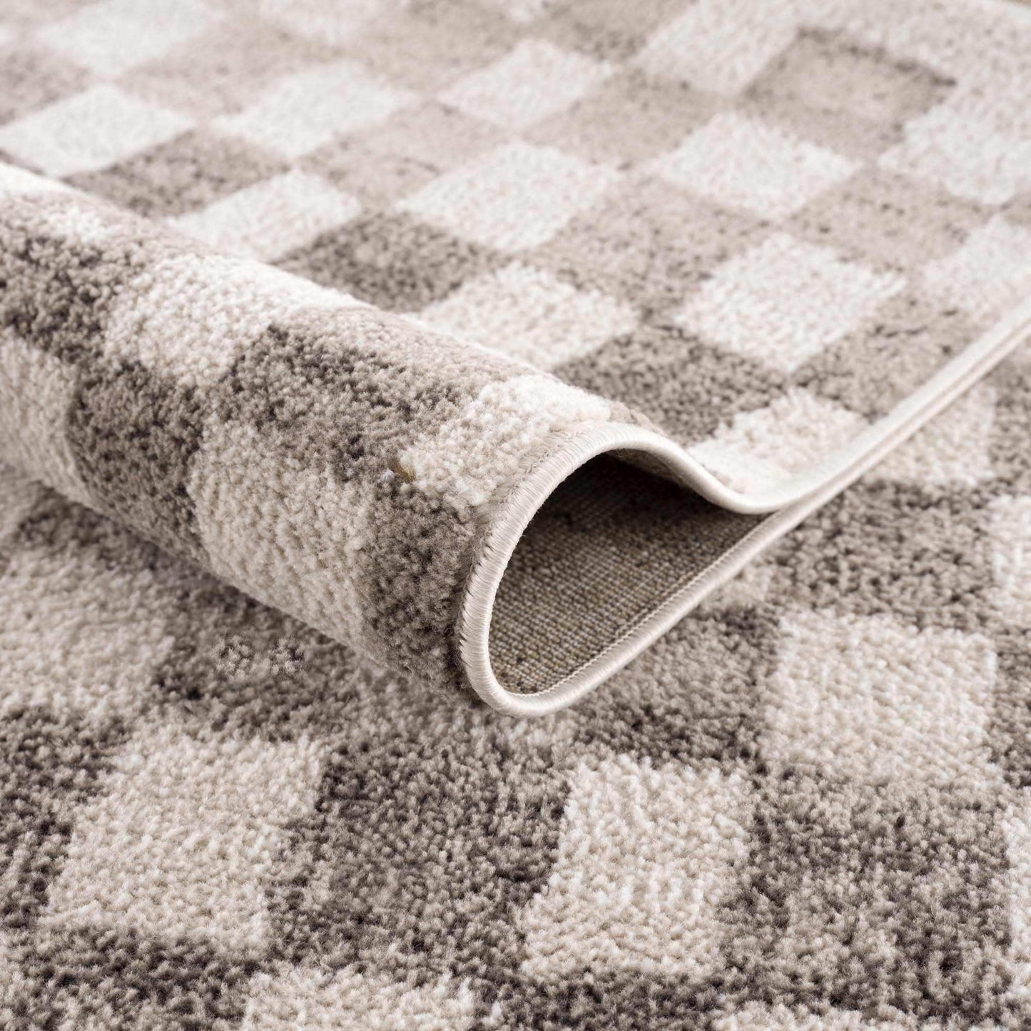 Benjy Beige Checkered Area Rug