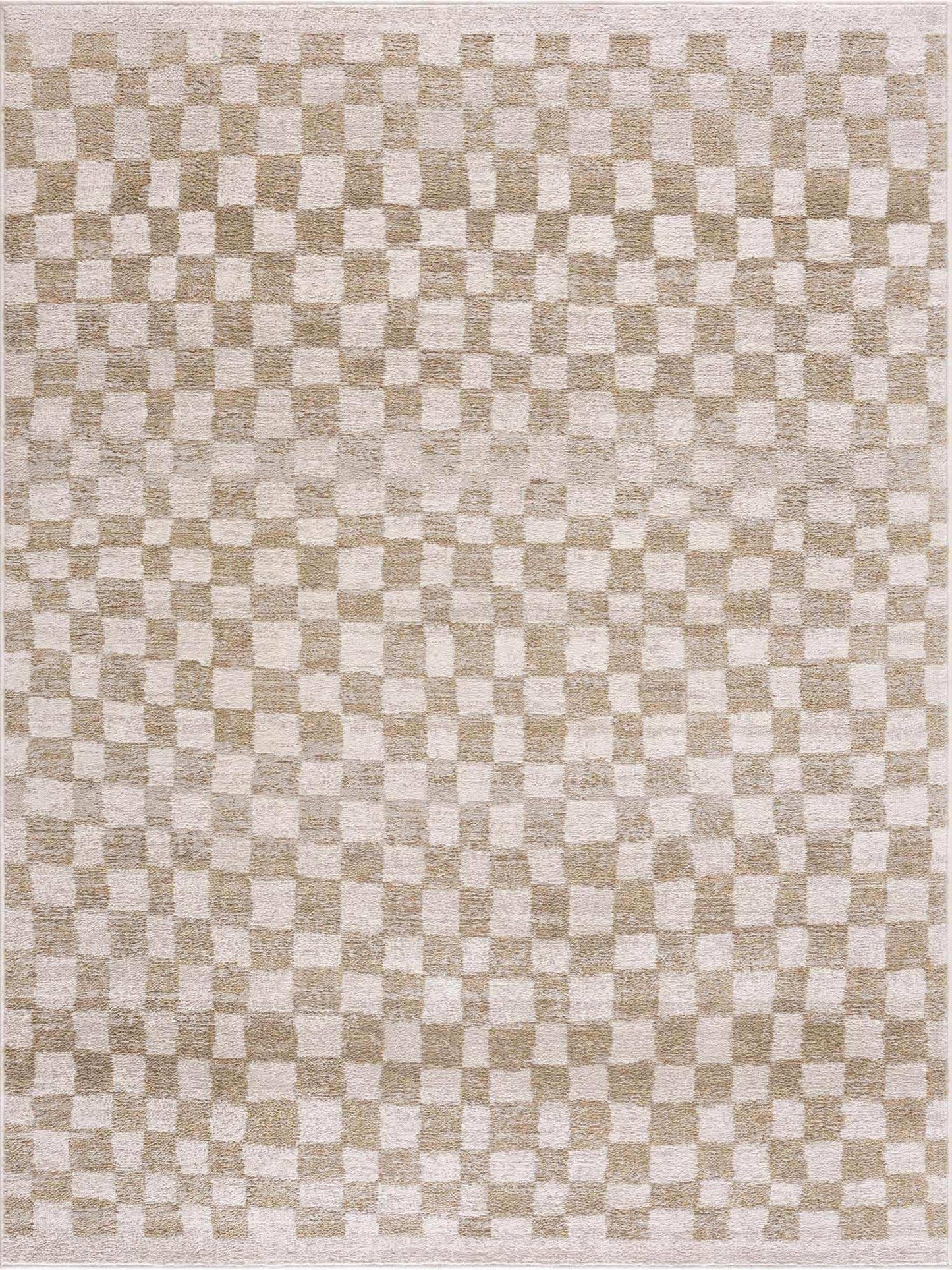 Benjy Cream & Gold Checkered Area Rug