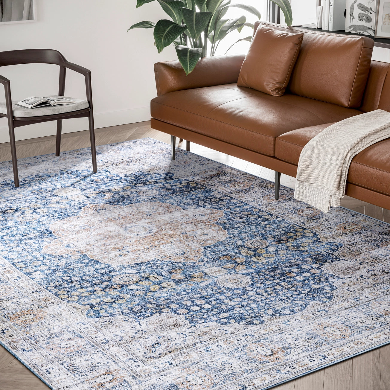 Paloma Vintage Blue and Beige Traditional Rug