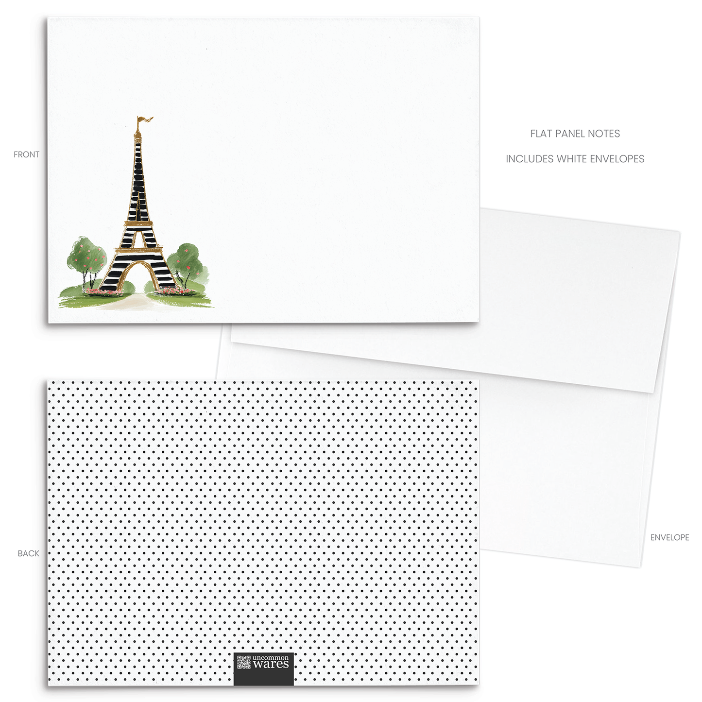 Paris Striped Eiffel Panel Note Cards A2