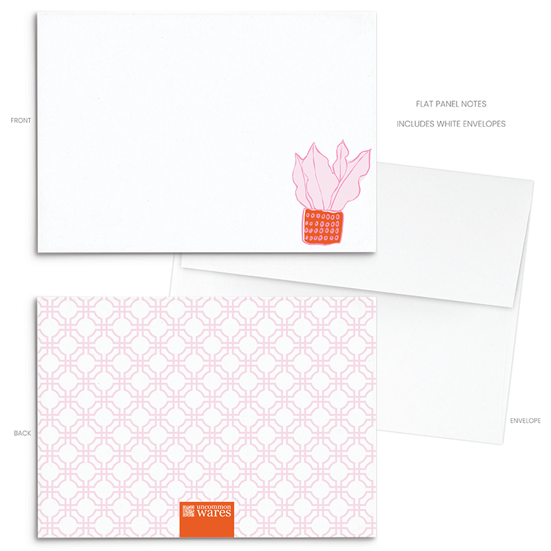 Plantly Panel Note Cards A2 - "Pinky" - Pink Plant - Red Pot