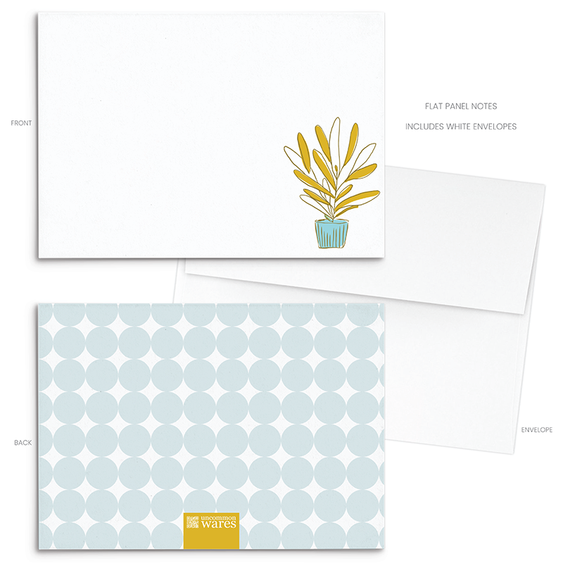 Plantly Panel Note Cards A2 - "Goldy" - Gold Plant - Blue Pot