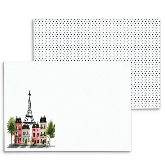 Paris Brownstones Eiffel Panel Note Cards A2