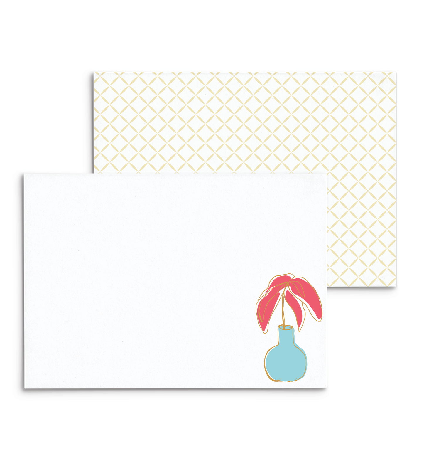 Plantly Panel Note Cards A2 - "Merry" - Pink Plant - Turquoise Vase