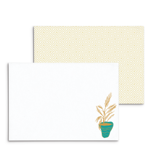 Plantly Panel Note Cards A2 - "Lively" - Pampas Grass - Turquoise Pot