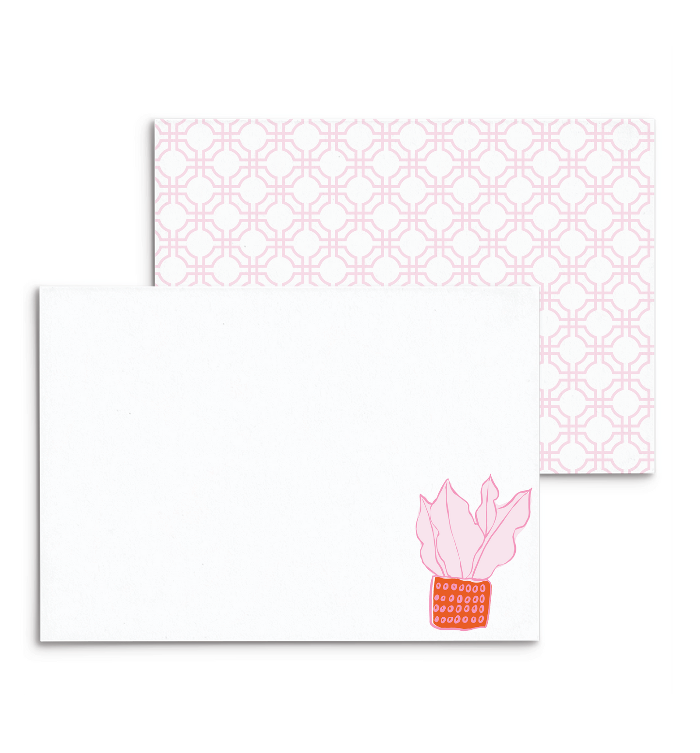 Plantly Panel Note Cards A2 - "Pinky" - Pink Plant - Red Pot