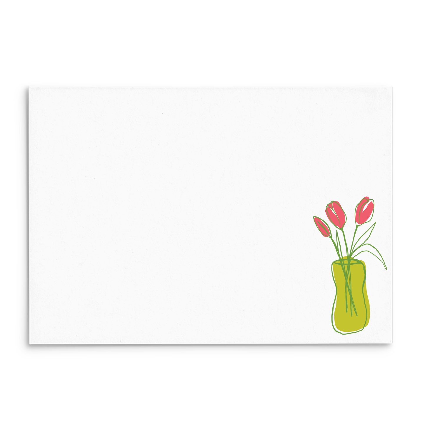 Plantly Panel Note Cards A2 - "Springy" - Pink Tulips - Green Vase