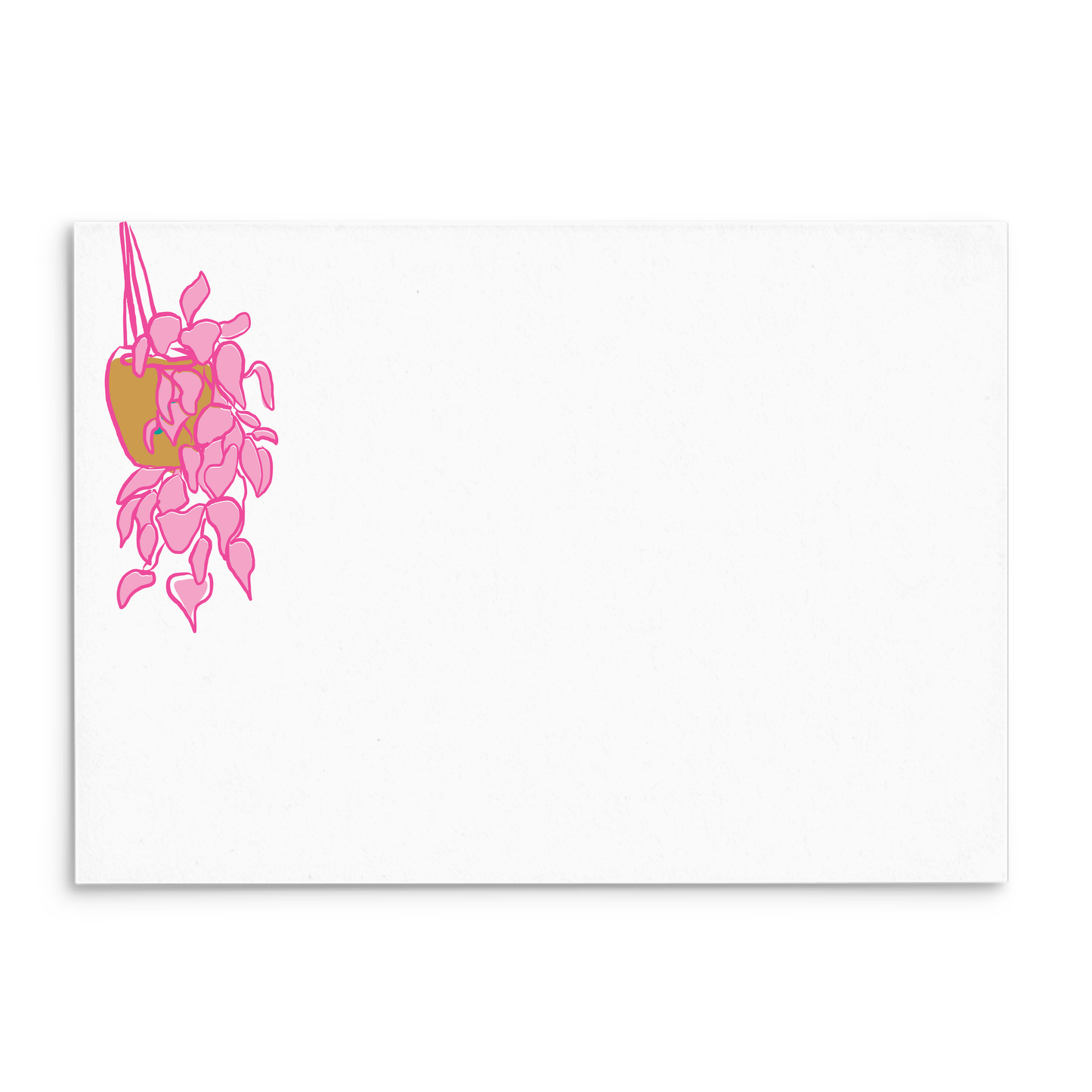 Plantly Panel Note Cards A2 - "Flowy" - Pink Pothos Hanging Plant - Gold Pot