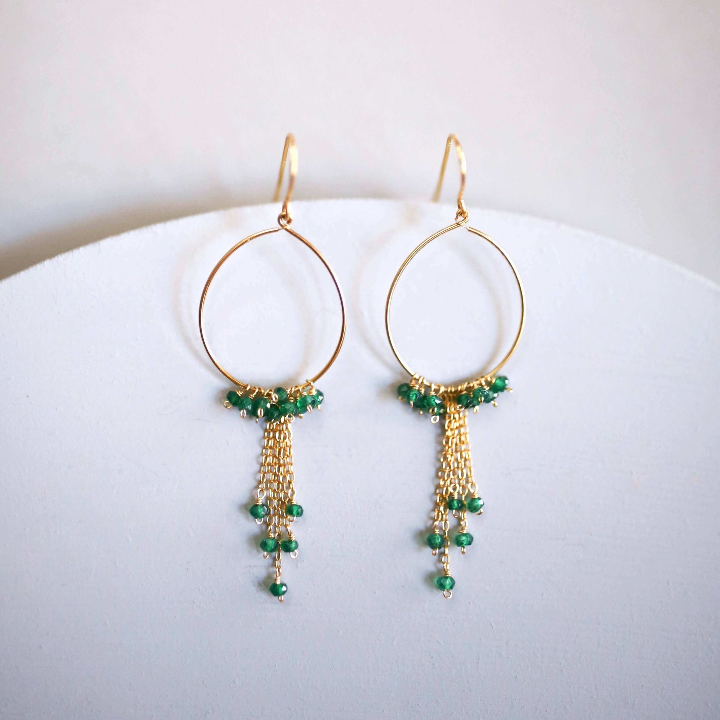 Garnet Mini Swing Hoop Earrings
