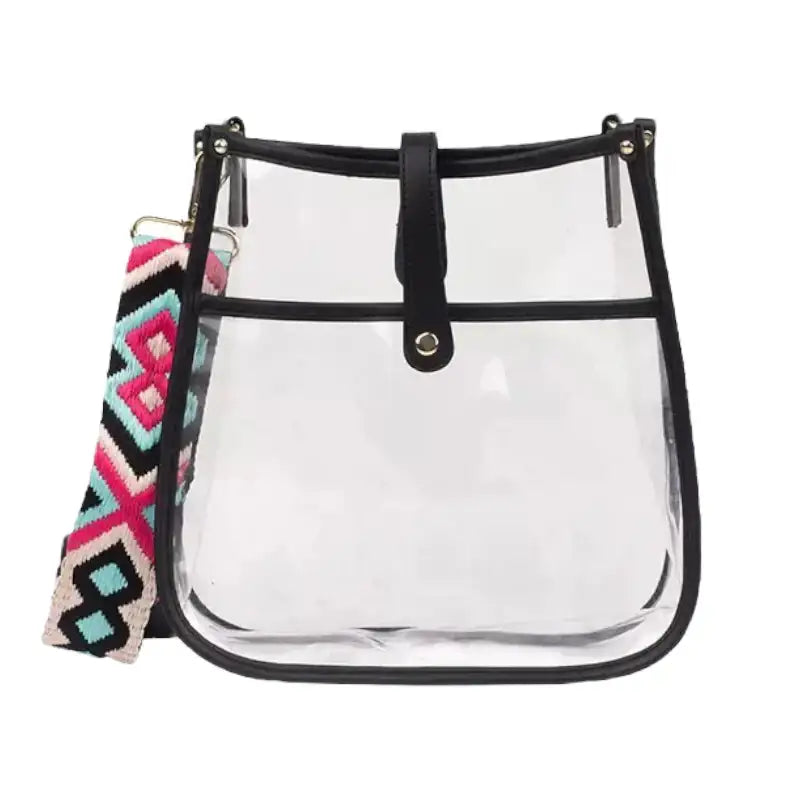 The Nora | Clear with Black Trim Stadium Courier- Pick Your Strap