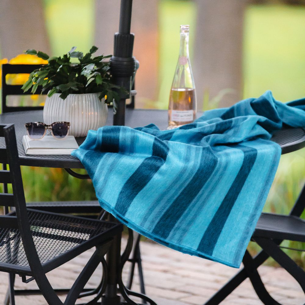 Handwoven Alpaca Throw Blanket | Lustrous Blue | Nawi Collection