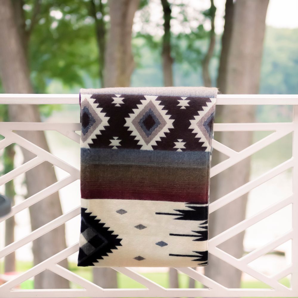 Reversible Handwoven Alpaca Throw Blanket | Sunset Diamond | Yachana Collection