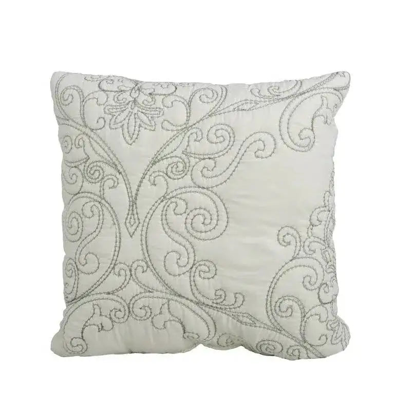 Queen size Antique White Damask Embroidered 4 Piece Oversized Bedspread Set