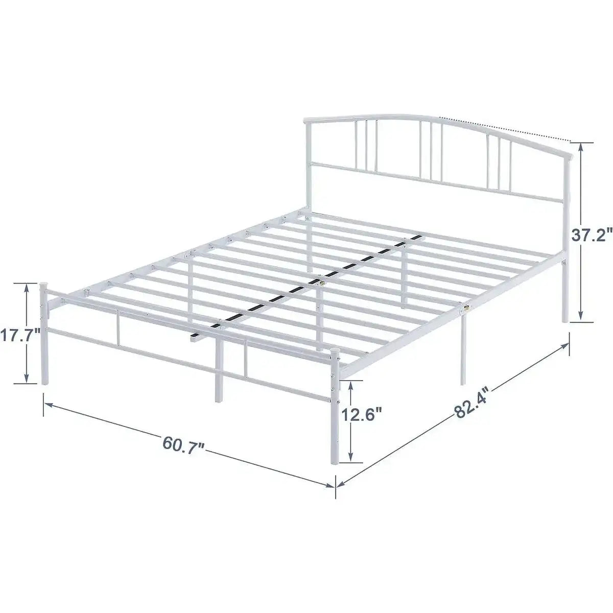 Queen size White Metal Platform Bed Frame with Arched Headboard