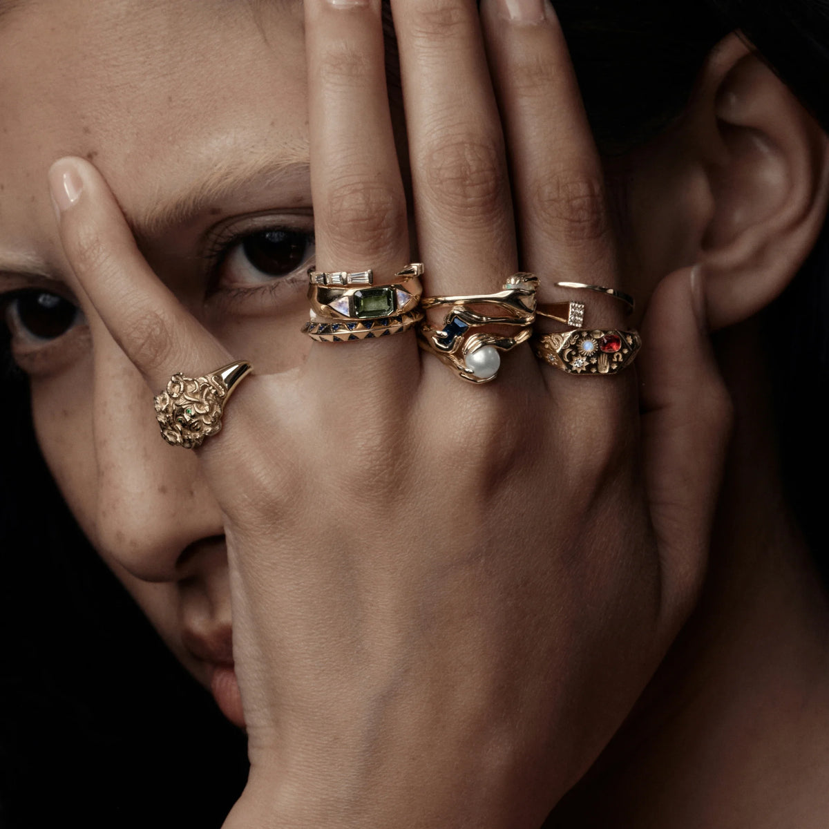 Hands of Fate Gemstone Ring Set