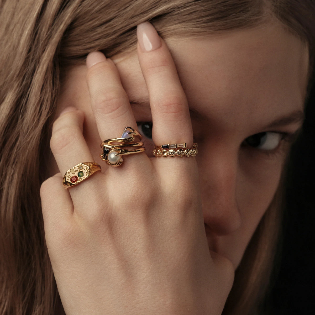 Hands of Fate Gemstone Rings