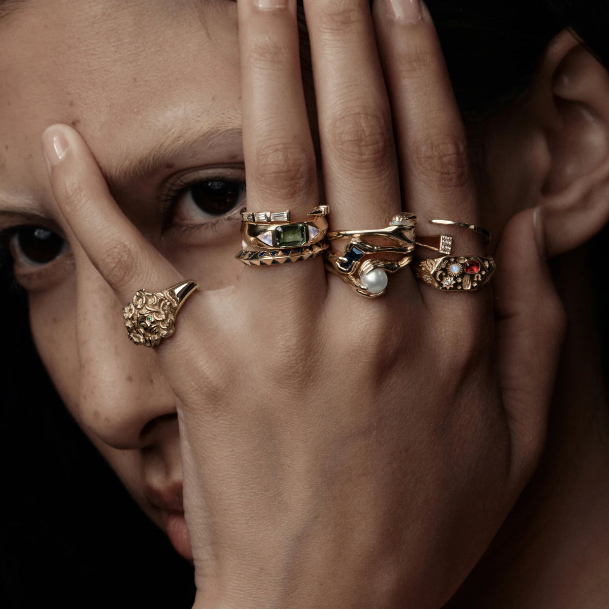 Hands of Fate Gemstone Rings