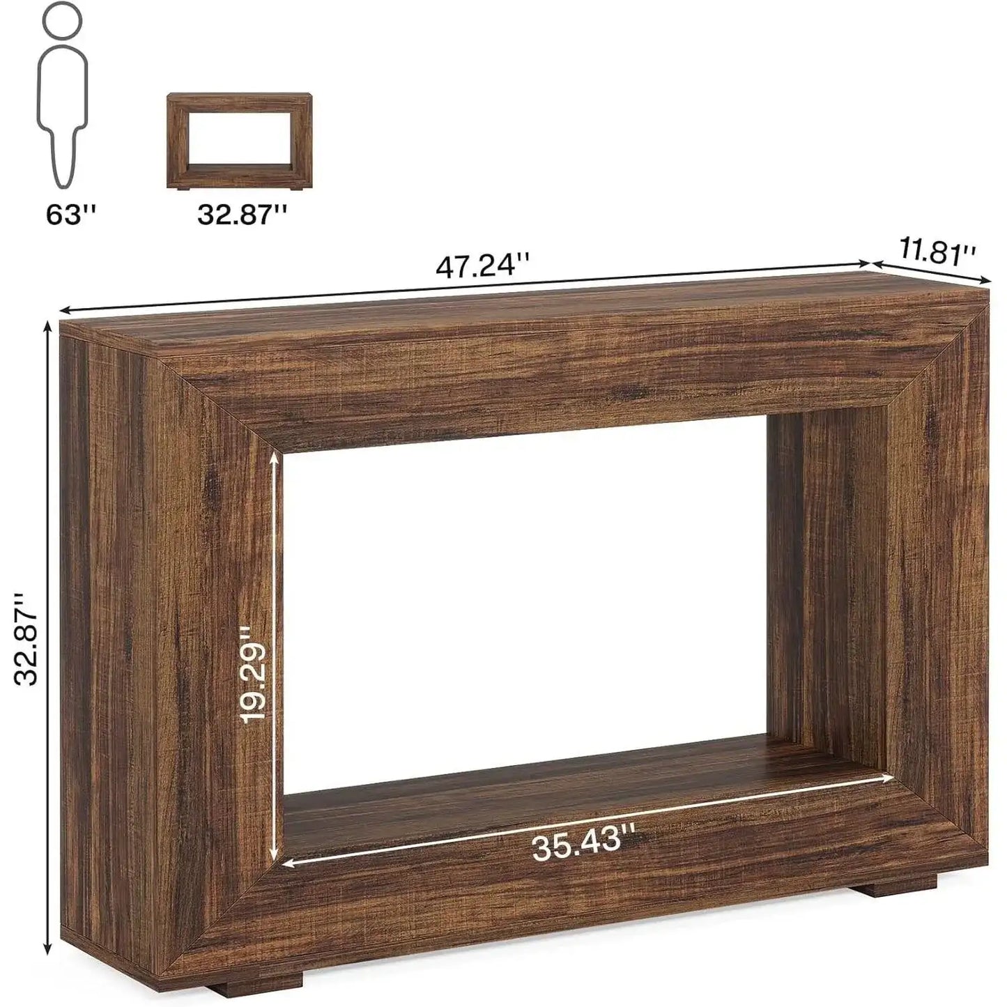 Modern Farmhouse 47-inch Long Entryway Console Table in Rustic Brown Wood Finish