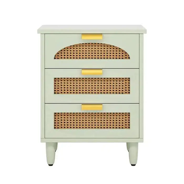 Retro Mid-Century Modern 3 Drawer Bedside Table Nightstand in Mint Green
