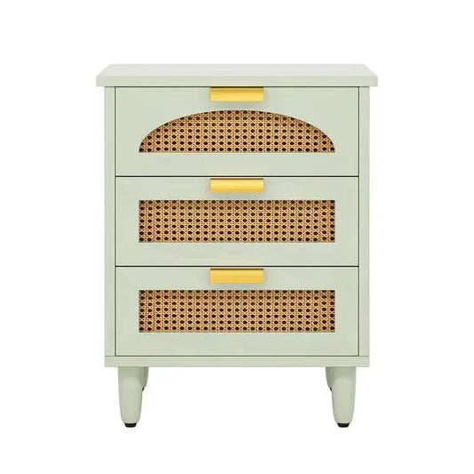 Retro Mid-Century Modern 3 Drawer Bedside Table Nightstand in Mint Green