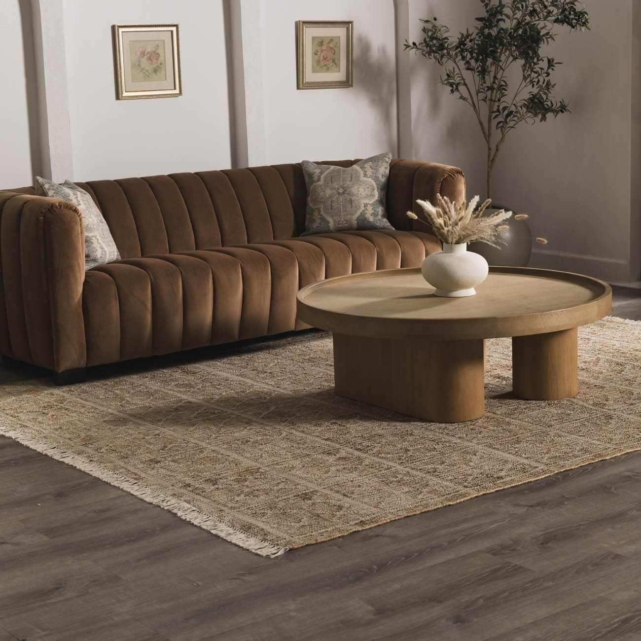 Rice Handcrafted Fringed Jute Carpet