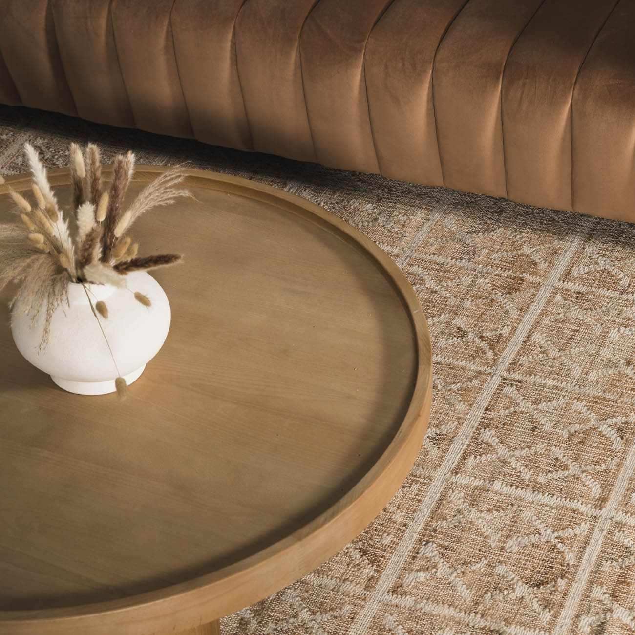 Rice Handcrafted Fringed Jute Carpet