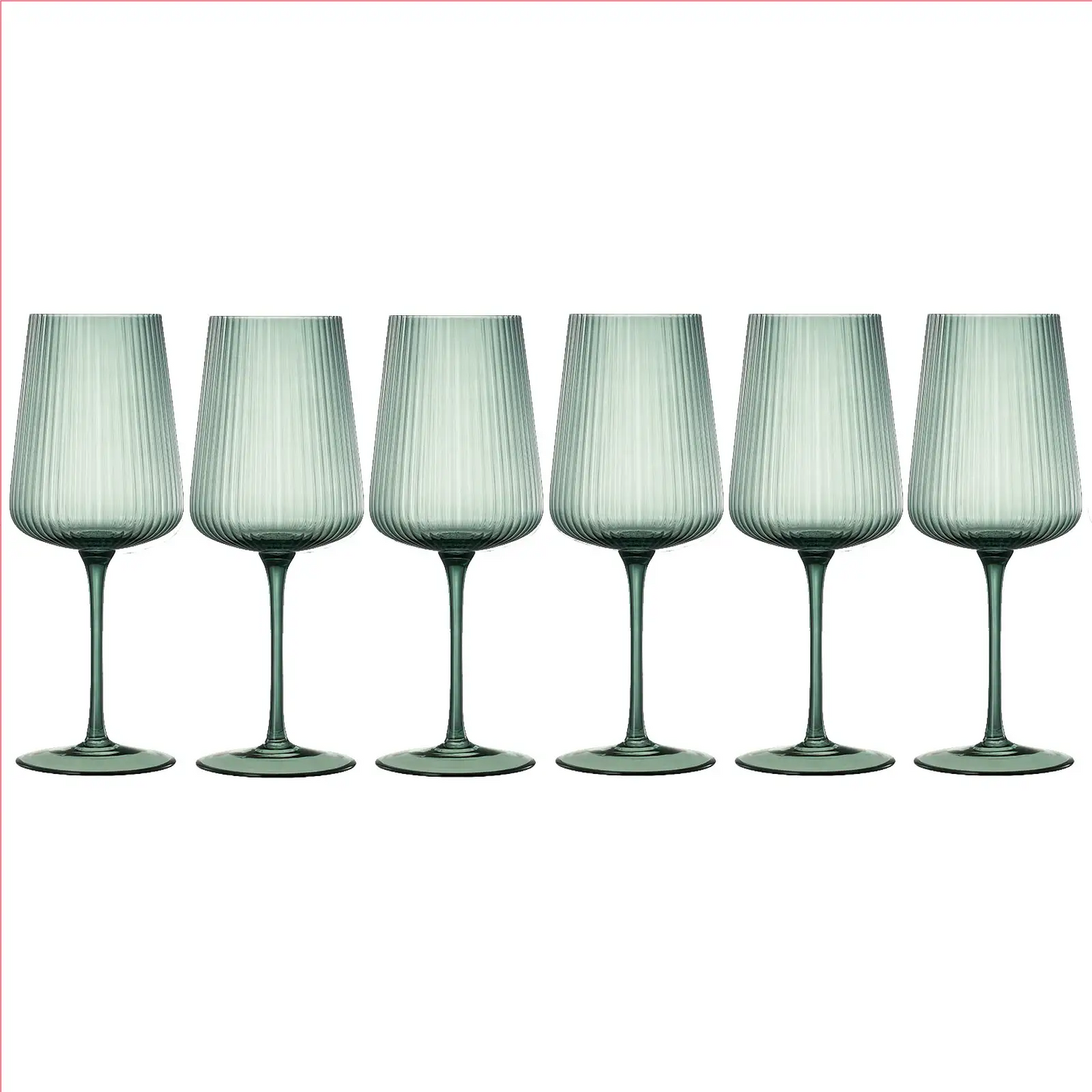 Tonal Ribbed Stemmed Wine Glassware, Set of 6