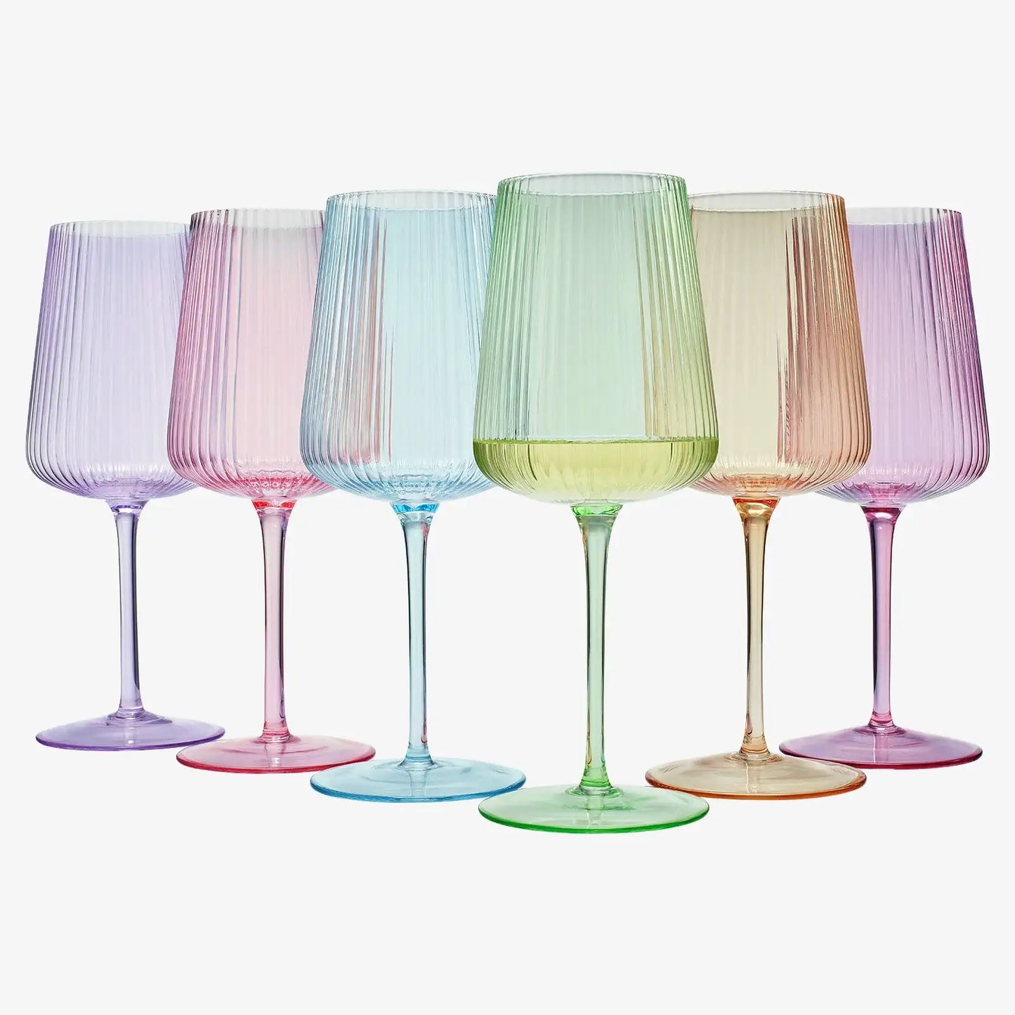 Monet Ribbed Stemmed Wine Glassware, Set of 6