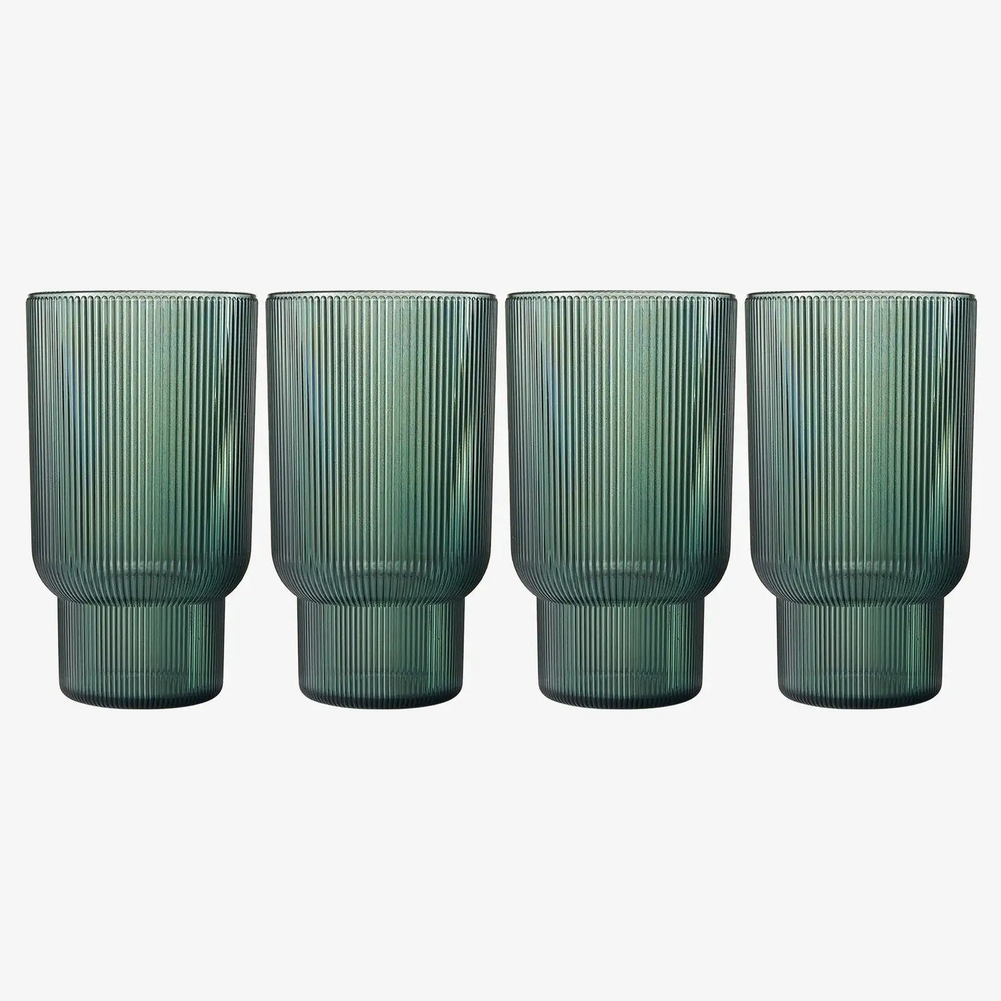 Eze Acrylic Ribbed Highball Glassware, Set of 4